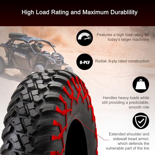 Tusk Terrabite® Radial UTV/ATV 34x10-15 Tire, 8-Ply Rated Radial Construction, Medium/Hard Terrain, Heavy‑Duty Sidewall Tread Armor, Truck‑Style Tread, High Load Capacity - size: 34x10-15