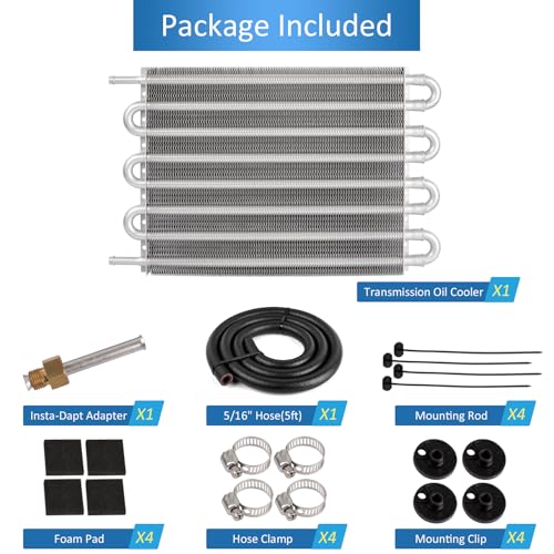 8 Pass Transmission Cooler Kit, Universal 5/16" Tube and Fin