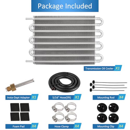 8 Pass Transmission Cooler Kit, Universal 5/16" Tube and Fin