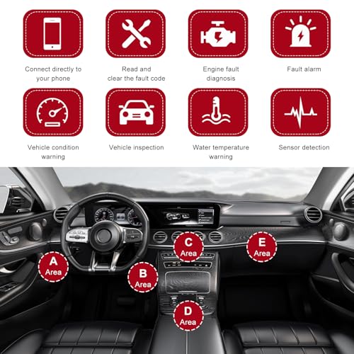 Bluetooth OBD2 Scanner for Car, OBD II Wireless Diagnostic Code Reader Bluetooth Scan Tool, Universal Professional Auto Engine Fault Diagnosis Tester Adapter, Car Accessories