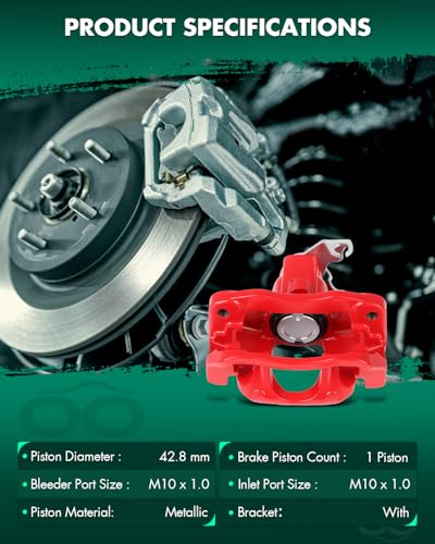 SCITOO Rear Right Disc Brake Caliper With Bracket 18B5080 Red - size: Rear Passenger[18B5080]Red
