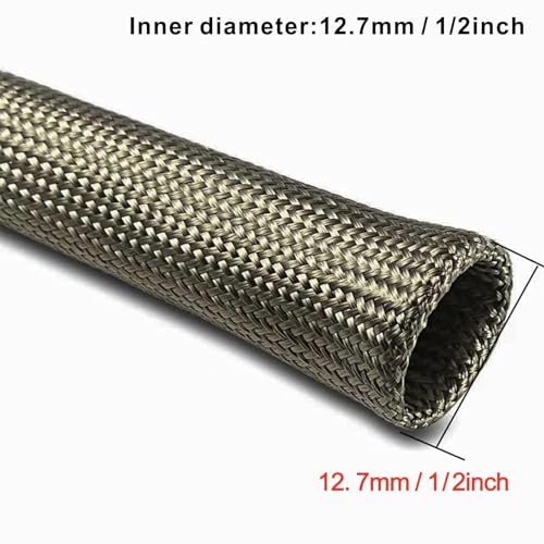 Fuel Line Heat Shield Wire Heat Shield Heat Shield Sleeve Auto Hose Spark Plug Wire Heat Shield diesel heater exhaust sleeve 2500 Degree for Car&Auto Wire Loom Brake Cable (1/2"IDX10',Titanium) - color: Titanium, size: 1/2" IDX10'