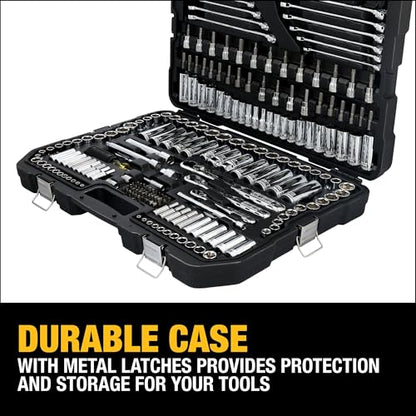 DEWALT Mechanic Tool Set, 247-Piece, 1/4 in., 3/8 in. and 1/2 in. Drive, SAE, Ratchets, Sockets, Hex Keys, Combination Wrenches, Polish Chrome Finish (DWMT81535) - style: 247 pc