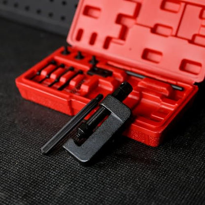 ABN Chain Breaker Tool Kit with Storage Case - 13 Piece Rivet and Roller Chain Link Removal Tool for 35 to 630 Motorcycle, Bike, ATV Chains