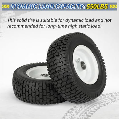 GICOOL 13x5.00-6 Flat Free Lawn Mower Tire and Wheel, 13x5-6 Riding Lawnmower Tire with 3" Centered Hub and 3/4" & 5/8" Bearings, Tractor Turf Tire Turf-Friendly, 2 Pack - color: Turf-Pattern Tread, size: 13x5.00-6 Flat-Free Tire