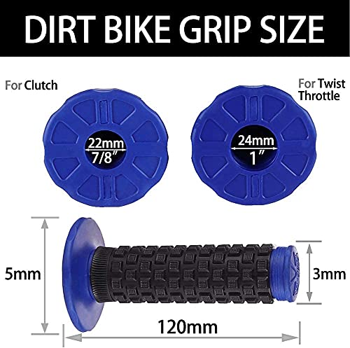 Motorcycle Grips 7/8" Dirt Bike Grip Pillow Top Grips Rubber Anti-Slip Universal Handlebar Racing Grip for Motocross ATV - color: blue