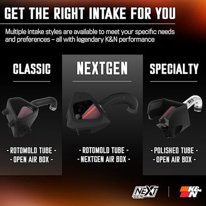 K&N NextGen Cold Air Intake System: High-Flow Cotton Filter: Compatible with 2019-2026 RAM 1500; 50-1578 - style: NextGen