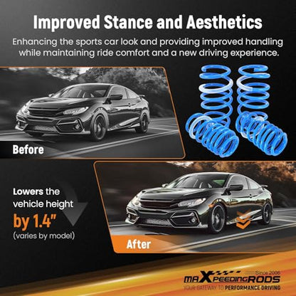 maXpeedingrods Lowering Springs for Honda Civic DX LX EX SI 2012-2015 - size: Civic 2012-2015 Excluding Hybrid