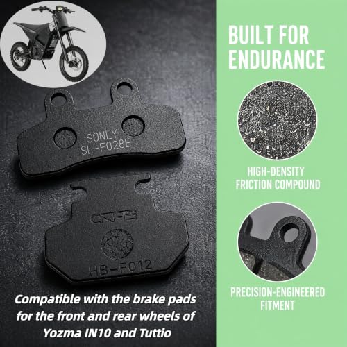2 Pack Front & Rear Metal Disc Brake Pads, for Yozma IN10