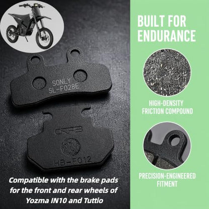 2 Pack Front & Rear Metal Disc Brake Pads, for Yozma IN10