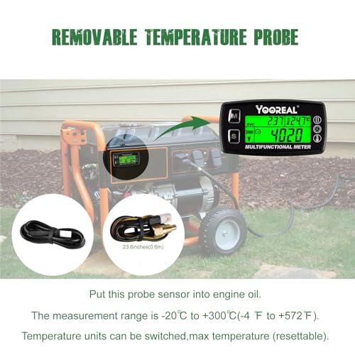 YOOREAL Engine Water Oil Temperature Gauge Digital Tachometer Hour Meter