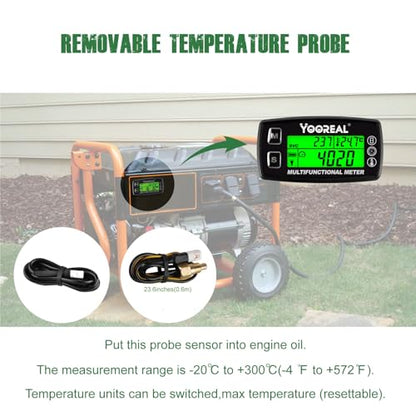 YOOREAL Engine Water Oil Temperature Gauge Digital Tachometer Hour Meter
