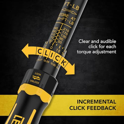 LEXIVON Torque Wrench, 1/2-Inch Drive, Dual Scale 30-210 FT-LB (40.7-284.7 N·m), Premium Rubber-Grip Handle, Deluxe Hybrid Case (LX-TW12) - size: 1/2"DR. 30–210 FT-LB