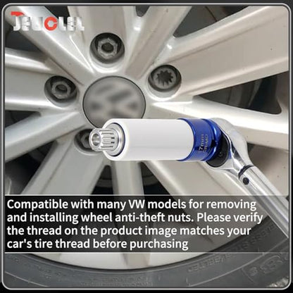 53/8PT Wheel Locking Nut Key Compatible with VW, Audi, Nut Removal - color: 53/8PT