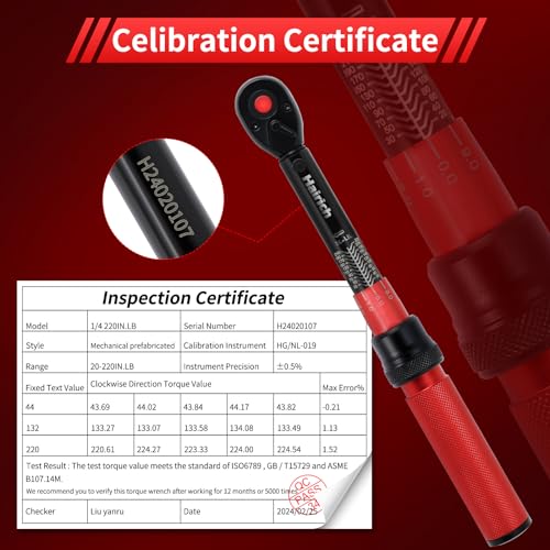 Hairich Torque Wrench Bike 1/4 Inch,2.3-24.9 N.M/20-220IN.LB, Drive Click Torque Wrench Set,16PCS 72-tooth Torque Wrenches Set with Extension Bar & Socket Sets for Bicycle - size: 16PCS 1.67-18.33 FT.LB