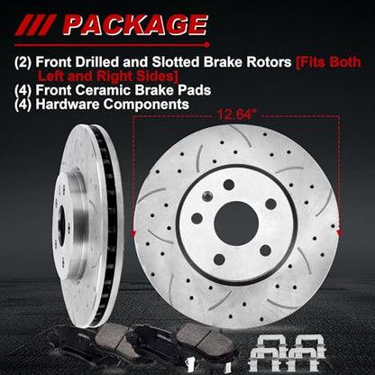 Front Brakes and Rotors Kit 12.64"(321mm) Compatible for Chevrolet
