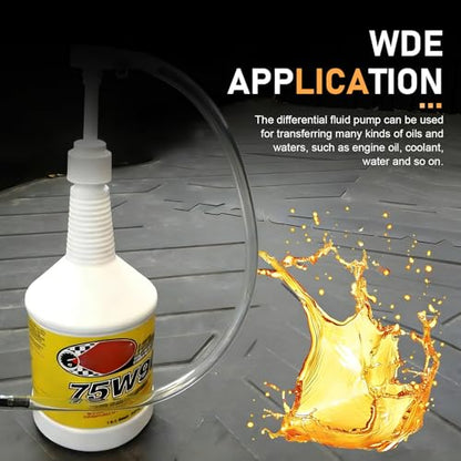 Fluid Pump for Standard Quart Bottles, Composite Plastic Heat-resistant Aging-resistant Transmission Oil Pump, Filling Tool with Third-hand Adapter, Universal for Most Vehicles (White)