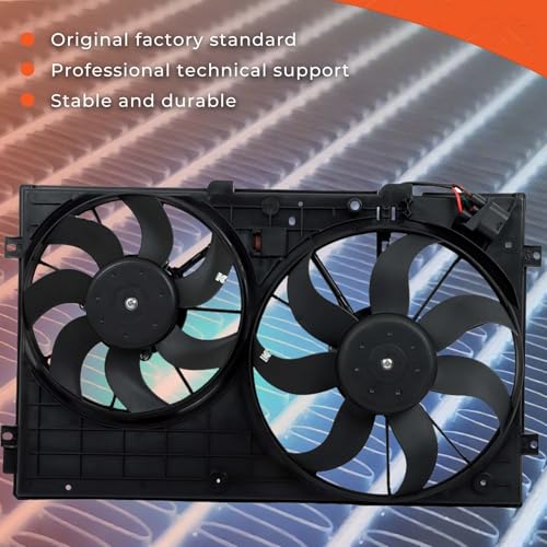 labwork Radiator Condenser Cooling Fan Assembly Replacement for A3 8P1 2003 05-2012 08 1K0959455CQ 1K0959455FJ
