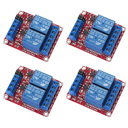 4pcs DC 12V Relay Module 2 Channel Relay Board with Optocoupler Support High or Low Level Trigger - size: 2 Channel - 12V