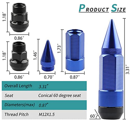 M14X1.5 Spikes Lug Nuts 24PCS - color: Blue