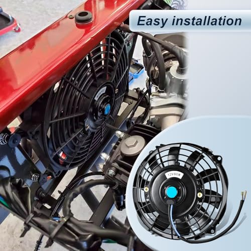 MuHize 2 Pack 7 Inch Slim Radiator Fan 12V 80W 800 CFM Cooling Fan w/Mount - size: 2Pcs-7 inch