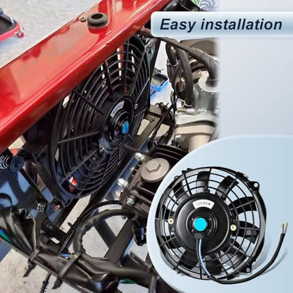 MuHize 2 Pack 7 Inch Slim Radiator Fan 12V 80W 800 CFM Cooling Fan w/Mount - size: 2Pcs-7 inch