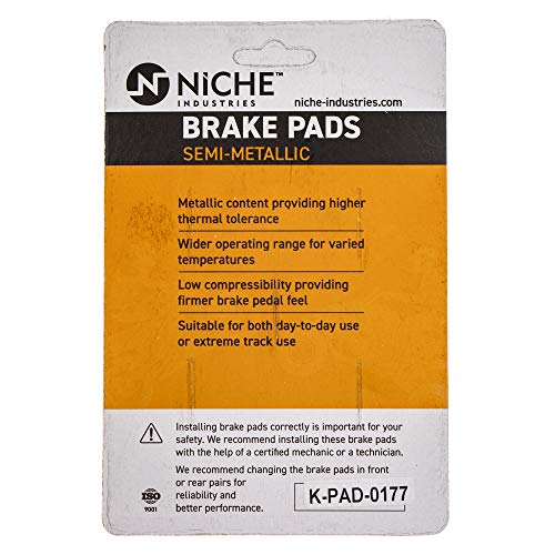 NICHE Front Rear Brake Pad Set for Yamaha 5JJ-W0045-00-00 Semi-Metallic - size: Semi-Metallic