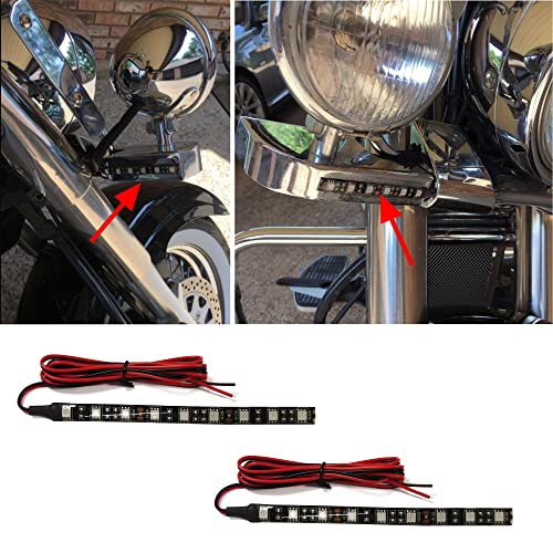 범용 DC 12V 2피스 15cm(5.9인치) 오토바이 LED 방향 지시등 앰버 LED 스트립 라이트 바 오토바이 자동차 스쿠터 ATV UTV 골프 카트 전면 후면 회전 표시등 깜박임 후미등 - size: 2x 9LED Amber Light Bar