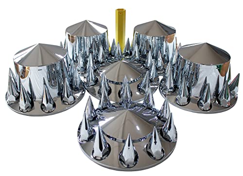 ABS Plastic Chromed Hubcaps Front and Rear Wheel Axle Cover Set with 33mm Thread-On Lug Nut Covers for Semi Trucks (Pointed) - color: Pointed