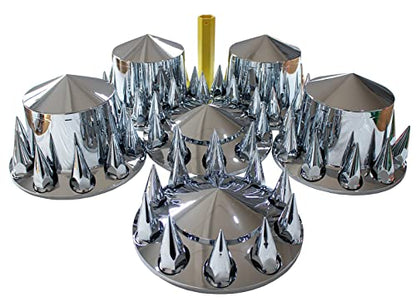 ABS Plastic Chromed Hubcaps Front and Rear Wheel Axle Cover Set with 33mm Thread-On Lug Nut Covers for Semi Trucks (Pointed) - color: Pointed