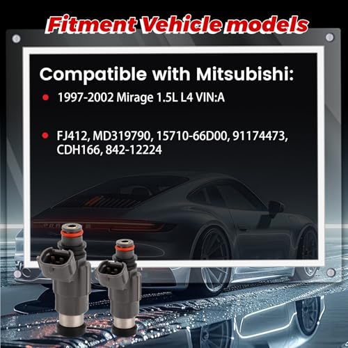 4-Pack Fuel Injectors Set | Compatible with Mitsubishi Mirage 1997-2002 Suzuki Vitara Chevrolet Tracker 1999-2002 1.5L 1.6L L4| Replaces FJ412 15710-66D00 91174473 - size: 4 X FJ412