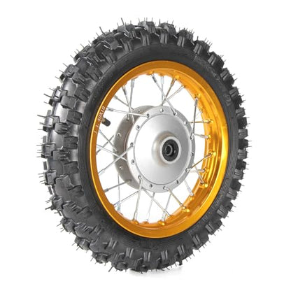 CRF50 Wheels, 2.50-10 Tyres and Tube for CRF50 XR50 SSR 50cc 110cc 125cc Dirt Pit Bike 1.40-10 Alloy Aluminum Rim, 10" Drum Brake Shoe(Gold)