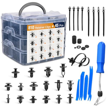 GOOACC 855Pcs Car Push Retainer Clips & Auto Fasteners Assortment - color: 810 Clips + 41 Tools