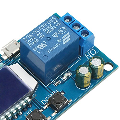 DROK Timer Relay - 5V/12V/24V Time Delay Relay Switch Delay-Off Cycle Timer 0.01s-9999mins with LCD Display Support Micro USB 5V Power Supply - color: Blue, size: 1pcs