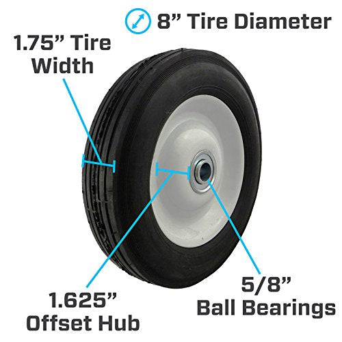 Marathon 8x1.75" Semi Pneumatic Tire on Wheel with Offset Hub
