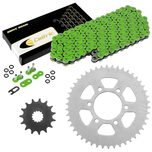Caltric Green O-Ring Drive Chain & Sprockets Kit Compatible with Kawasaki Ex650 Ex-650 Ninja 650R 2006-2014