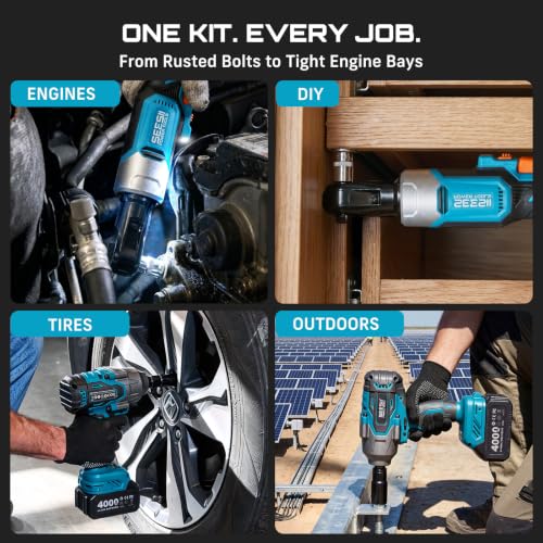 Seesii 1/2" Impact Wrench & 3/8" Ratchet Combo Kit for Auto Repair