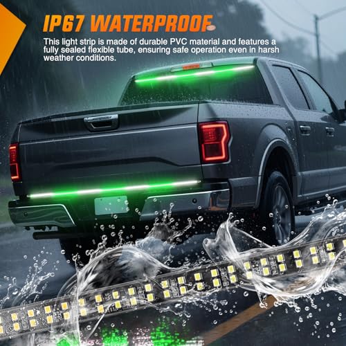 Nilight 60 Inch 360 LED Tailgate Strobe Light Strip Green White - color: 60" Tailgate Strobe Green/White