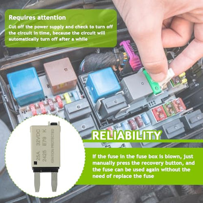 25A DC 12V-32V Manual Reset Circuit Breaker ATM Low Profile T1 Mini Blade Fuses Breakers for Car Trucks Marine Boat RV Solar and More,2 Pack - style: E79-ATM-Manual Reset