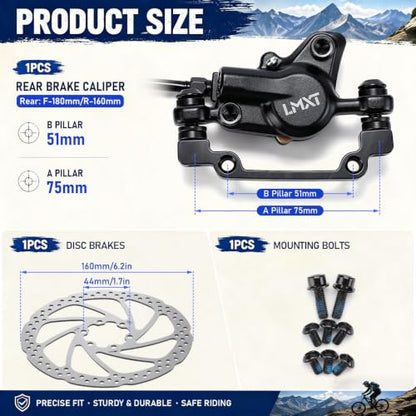 TOBWOLF Right Rear Hydraulic Disc Brake Kit with 160MM Rotor - color: 150cm Right Rear Hydraulic Brakes - Dual Piston