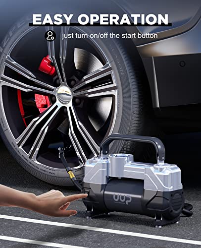 UUP Portable 12V Air Compressor, 150 PSI Tire Inflator with Dual Cylinders - color: Black1