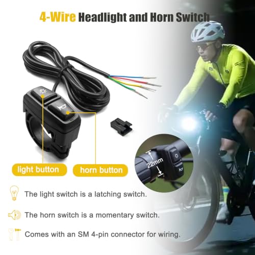 Universal 2in1 Ebike Light and Horn Switch Motorcycle Headlight Horn Button - style: 2-in-1 switch DK226
