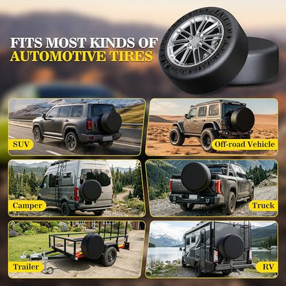 Moonet 24-26 inch Thickening Leather Spare Tire Cover Universal Fit - size: Fits for Tire Diameters 24" - 26"