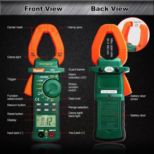 Auto Ranging TRMS Digital Multimeter, 6000 Counts - color: 38B