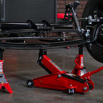 Big RED 2.5 Ton Low Profile Floor Jack, Portable Hydraulic Trolley Floor Service Jack with Blow Mold Carrying Storage Case, Red - size: 2.5 Ton (5,000 lb) with case, style: Steel