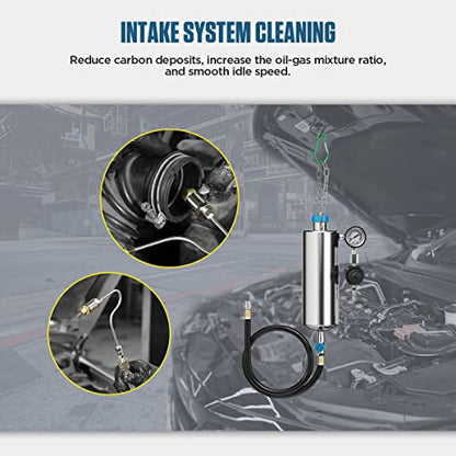 Fuel Injector Cleaner Tool Kit 1000ML 150PSI Disassembly-Free Fuel Injection System Cleaner Pressure Adjustment Fuel Injector Cleaning Machine with 20PC Adapter for Gasoline Car Throttle/Intake System