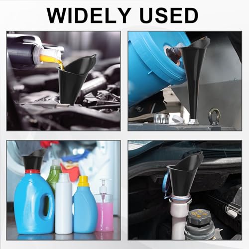 Long-Neck Oil Funnel for Automotive – Multi-Function Plastic Funnel for Oil, Gas & Lubricants – Universal Car Accessory (Black (1-Pack)) - color: Black (1-Pack)