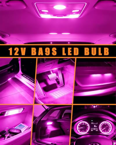 Qasim 1893 LED Bulb BA9S 1895 53 57 12V Pink Car Light 10-Pack - color: Pink