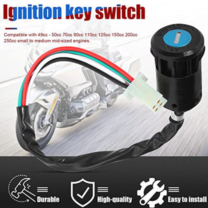 Ignition Key Switch for ATV Quad Scooter Go Kart Moped Buggy Pocket Mini Dirt Super Kids Bike 49cc 50cc 70cc 90cc 110cc 125cc 150cc 250cc TaoTao Sunl Buyang Roketa Kazuma 4 Pin