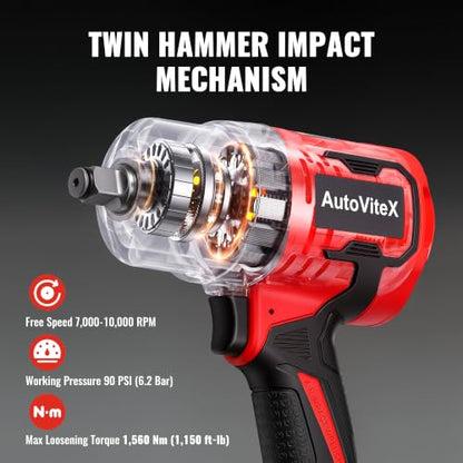 1/2" Composite Air Impact Wrench, 1,560 Nm Max Loosening Torque